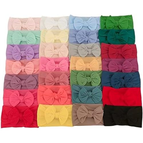 Baby Headbands Turban Knotted, Girl's Hairbands for Newborn, Toddler and Children's (28 Pack)