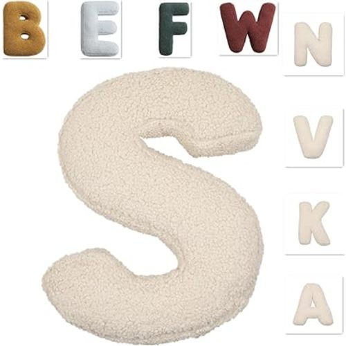 Letter Pillows,Monogram Pillow,Cute Soft Plush Letter Decorative Pillows Alphabet Throw Pillows Cushion for Living Room Sofa Couch Bed Car Decoration (S)