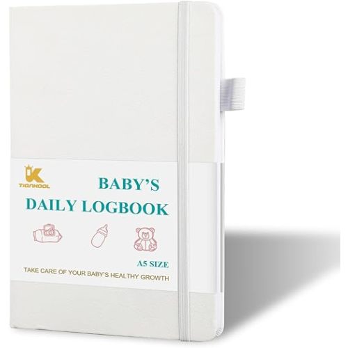 Baby's Daily Care Planner - A5 Newborn Baby Log Book for Tracking Daily Routine, 152 Easy-to-Use Pages to Monitor Nursing, Sleep, Feeding, Diapers, Pumping, and More - White