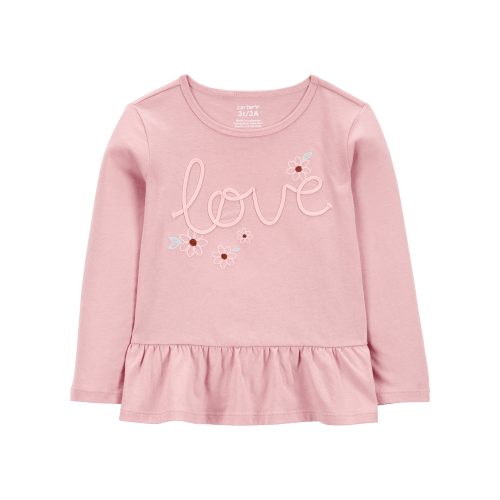 Baby Love Long-Sleeve Peplum Top - Pink - Carter's | Carter's