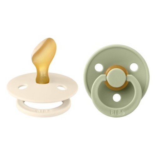 Bibs Colour Anatomical Nipple Latex Pacifier - 2pk, Color: Ivory/Sage