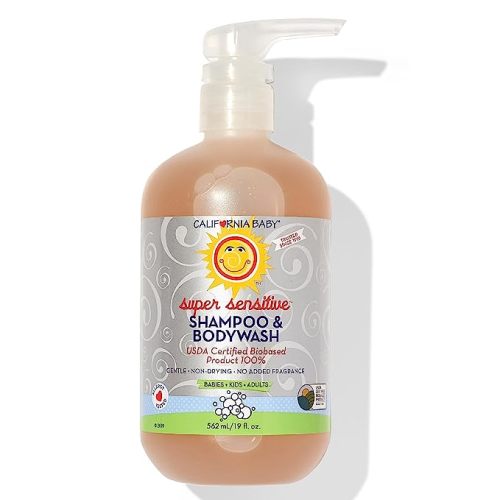 California Baby Super Sensitive Baby Shampoo + Baby Wash | 100% Plant-Based | Unscented Body Wash For Sensitive Skin | Hypoallergenic | 562 mL / 19 oz