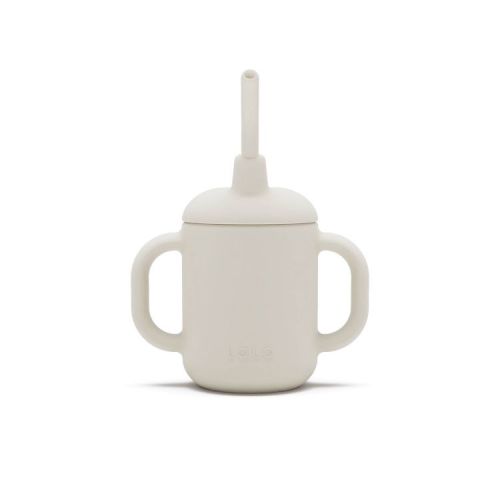 Lalo 4 fl oz 3-in-1 Silicone Training Cup with Straw - Oatmeal