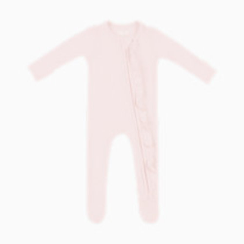 Kyte Baby Ribbed Ruffle Zipper Footie - Blush, 3-6 M