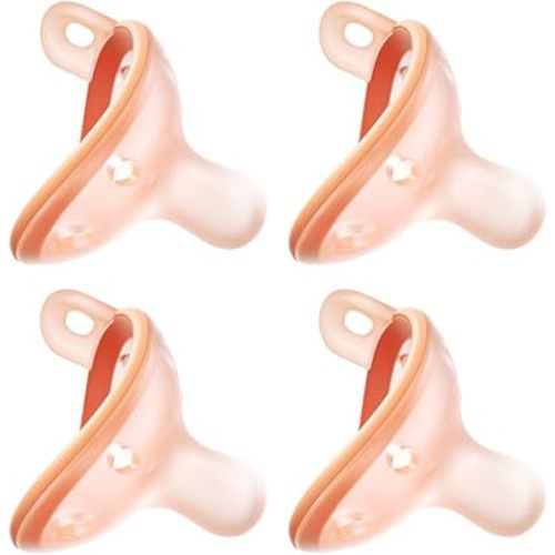 Baby Pacifiers 0-6 Month, Nipple Shape Soft Silicone Newborn Pacifiers 0-3 Months with Large Air Holes, BPA-Free, 4pcs