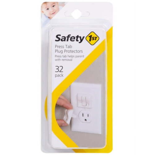 Safety 1st Press Tab Plug Protectors (32pk), White, Toddler