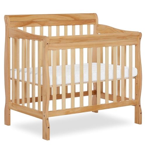 Dream On Me Aden 4-in-1 Convertible Mini Baby Crib, GREENGUARD Gold & BSA Certified, Sustainable Pinewood, Non-Toxic Finish, 3 Mattress Heights, Converts to Mini Day & Twin-Size Bed - Natural