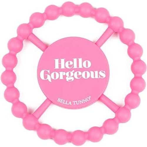Bella Tunno Happy Teether – Soft & Easy Grip Baby Teether Toy, Silicone Teether Ring to Help Soothe Gums, Non-Toxic and BPA Free, Hello Gorgeous