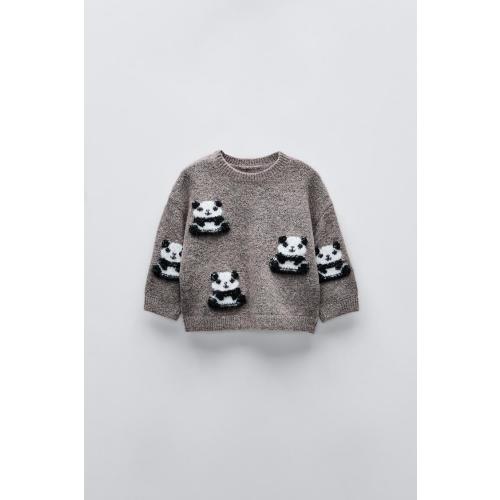 KNIT SWEATER WITH PANDAS - Tan marl | ZARA United States