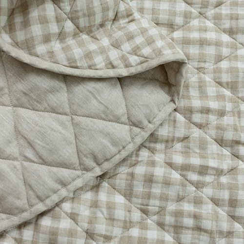 Frankie Lane French Linen.Reversible Playmat for Infants, Girl or boy. Nursery Decor Tummy time mat. Round Soft Indoor Area Padded Toddler Baby mat Rug Playroom Baby Floor mats (Natural)