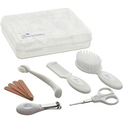 Dreambaby Essential 10pc Baby Grooming Kit, Newborn Safety Care Set with Brush, Comb, Toothbrush, Nail Clippers, Nail Scissors, Emory Boards and Storage Case