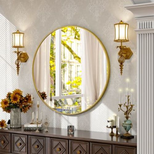Beautypeak Round Bathroom Vanity Mirrors 24"x24",gold