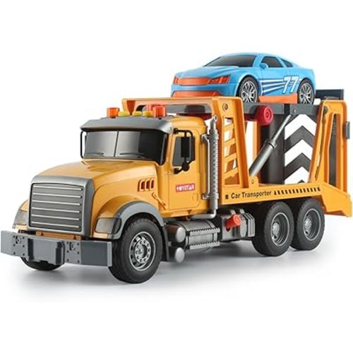 Toy Truck Transporter Set with Racing Car - Ideal Birthday Present for Boys Ages 3 4 5 6 Years Old