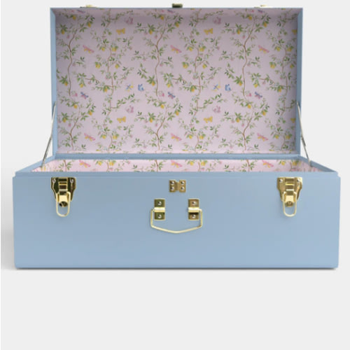 Petite Classic Trunk - Light Blue - Timeless Trellis / Embroidery