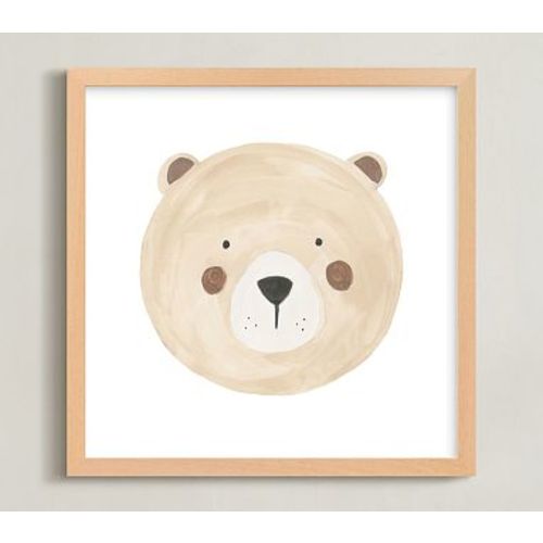 Minted Animal Faces Bear, 16x16, Natural Wood Frame
