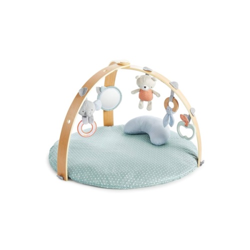 Ingenuity Cozy Spot Reversible Duvet Activity Gym & Play Mat with Wooden Toy bar - Loamy, Newborn and up