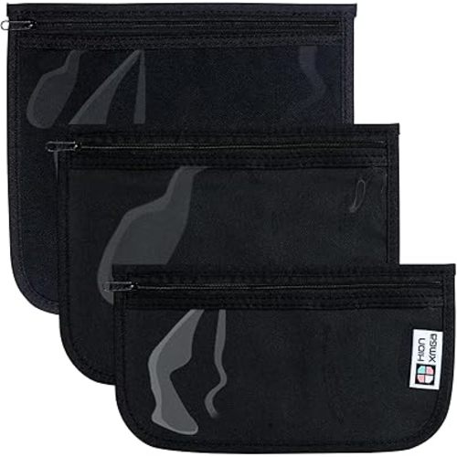 TSA Approved Toiletry Bag, Set of 3 Clear Travel Bag with Zipper, Quart Size Airline Compliant, Waterproof Makeup Cosmetic Bag for Women, Baby Diaper Bag Organization, Black
