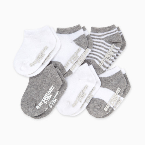 Burt's Bees Baby Ankle Socks (6 Pack) - Heather Grey Pattern, 3-12 M