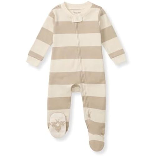 Burt's Bees Baby Baby Girls Pajamas, Zip Front Non-Slip Footed Sleeper Pjs, 100% Organic Cotton