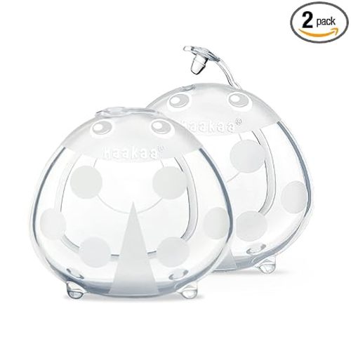 haakaa Ladybug Milk Collector 1.4oz/40ml 2pcs - Breast Milk Collection Cups | Soft Breast Shells | Breastmilk Saver | Letdown Catcher for Pumping On The Go Breastfeeding Moms, Protects Sore Nipples