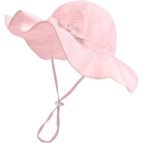 FURTALK Baby Girl Sun Hat Summer Beach Hats with UPF50+ Sun Protection Wide Brim Toddler Sun Hat Cap - 02-pink