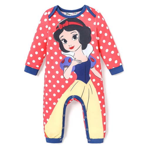 Disney Princess Baby Girls Long Sleeves Rompers Naia Graphic and Polka Dots Outfits Sizes 0-24M
