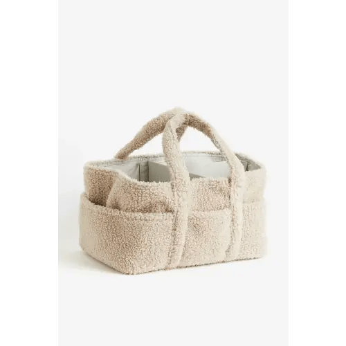 Teddy Fleece Changing Bag, Light beige