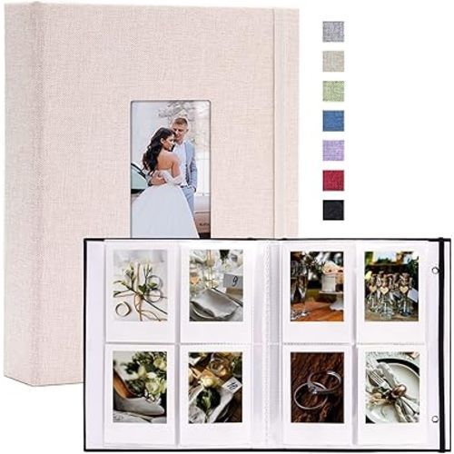 Vienrose Mini Polaroid Photo Album Book 208 Pocket 2x3 Inch Pictures for Fujifilm Instax Mini 7s 8 9 11 25 26 40 50s 90 Evo Z2300 Instant Camera, Polaroid Snap Beige 1 Pack