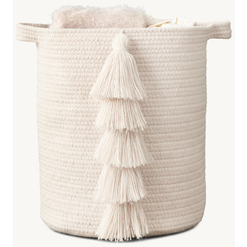 Tassel Braided Wool Hamper - Natural | RH Baby & Child