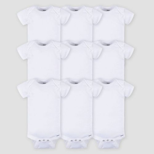 Gerber Baby 9pk Short Sleeve Onesie - White 24m