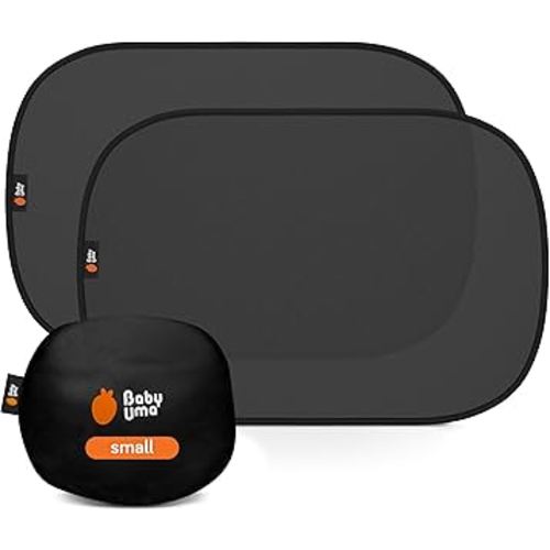 Baby Uma Car Window Shades (2 Pack) - 18.9″ × 12″, UPF 50+ Car Window Covers, 99% UVB + 94% UVA Protection, Static Cling Sun Shade with Travel Bag (Small)