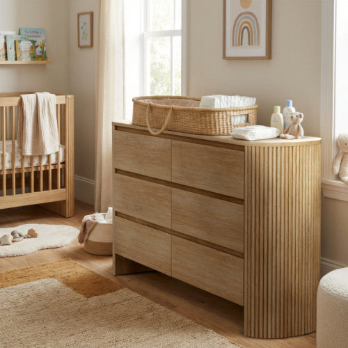 Cove 59" Fluted 6-Drawer Dresser, Double Dresser Wide Storage Chest with Curved Silhouette | Wayfair
