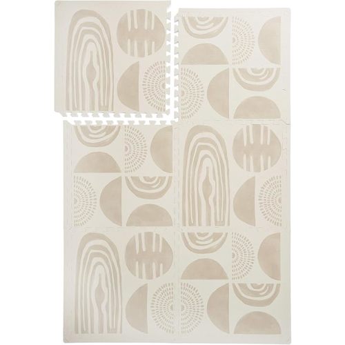 Premium Exercise & Baby Foam Play Mats - Stylish & Large Non-Toxic Odorless Floor Mat - 6 Tiles - Spacious 6ft x 4ft - Peel-Resistant Reinforced Ver.- Soft Thick, Waterproof - Desert Sand