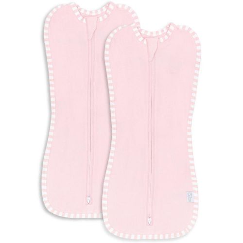 Swaddle Blanket Baby Girl Boy Easy Zipper Wrap 2 Pack Newborn Infant Sleep Sack by Comfy Cubs - Large 3-6 Months, Solid - Pink