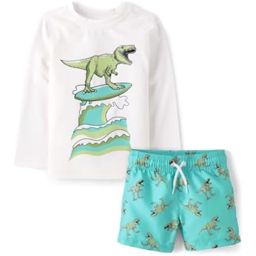 The Children's Place Baby-Boys and Toddler Long Sleeve Rashguard and Swim Trunks, 2 Piece Set