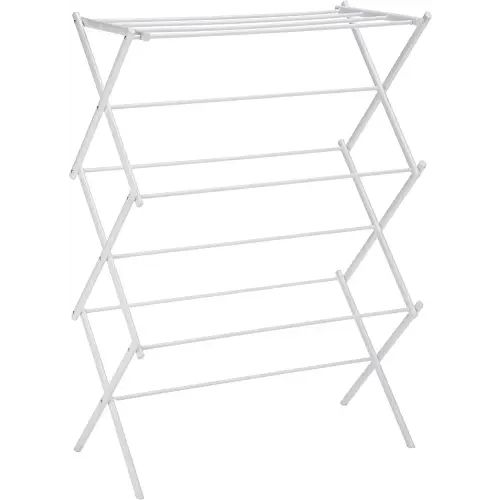 Amazon Basics Foldable Portable Laundry Rack for Air Drying Clothing, Indoor Outdoor Use - 14.5" D x 29.5" W x 41.8" H, White