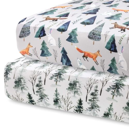 Pobi Baby - 2-Pack Fitted Crib Sheets for Boys, Girl - Baby Crib Sheets Neutral - Crib Mattress Sheet - Ultra-Soft Cotton Crib Sheets, Toddler Bed Sheets, Baby Boy Crib Sheets (Magical)