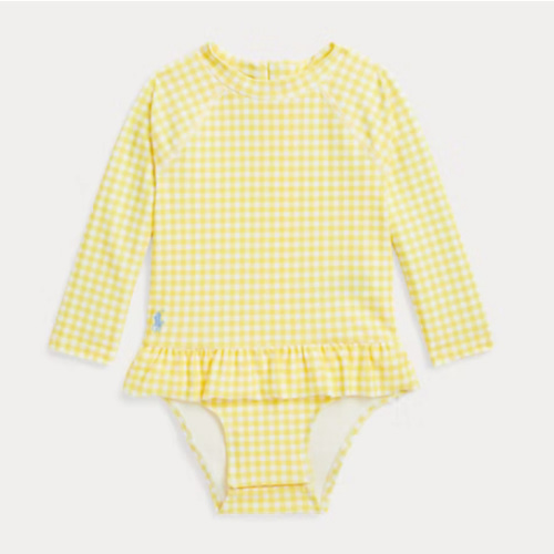 Gingham Ruffled One-Piece Rash Guard