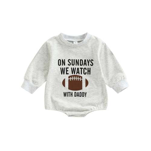 On Sundays We Watch Football with Daddy Infant Baby Girls Boys Romper – August + Willow