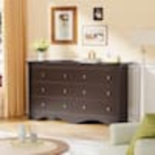 LACOO Creaser 51.9 in. Brown MDF Dresser for Bedroom, Wide Chest of Drawers with 6-Wood Dresser Drawers V-WD-0912-8