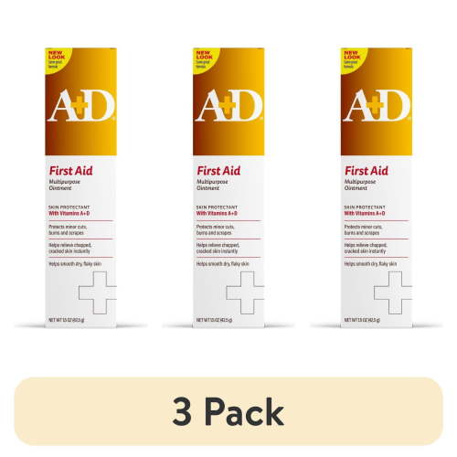 (3 pack) A+D First Aid Ointment, Dry Skin Moisturizer and Skin Protectant with Vitamin A&D, 1.5oz
