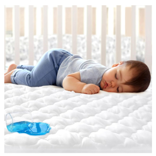 Crib Mattress Protector Sheets Fitted Waterproof Crib Mattress Pad Cover, Noiseless & Machine Wash 100% Absorbent Crib/Toddler Mattress Protector Sheet Quilted, White, 52" x 28"