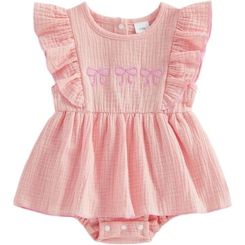 Baby Girl Bubble Romper Newborn Dress Ruffle Sleeveless Dresses Toddler Jumpsuit Summer Outfit Cute Clothes