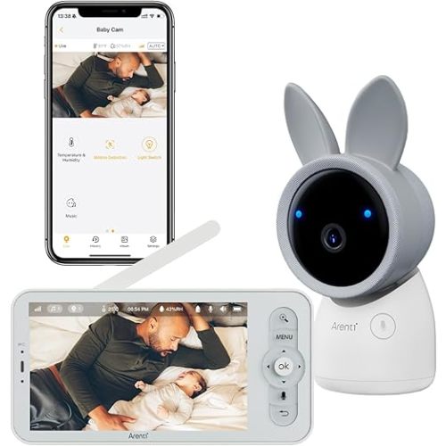ARENTI Upgraded Baby Monitor with Camera, 4MP 2.4G&5G WiFi Baby Camera Monitor, Infrared Night Vision, Night Light, 2-Way Audio, Cry&Motion Detection, Temp&Humidity Sensor, App Control