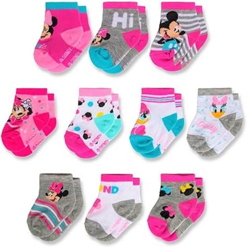 Disney Baby Girls & Boys Minnie Mickey Mouse 10-Pack Infant Sock