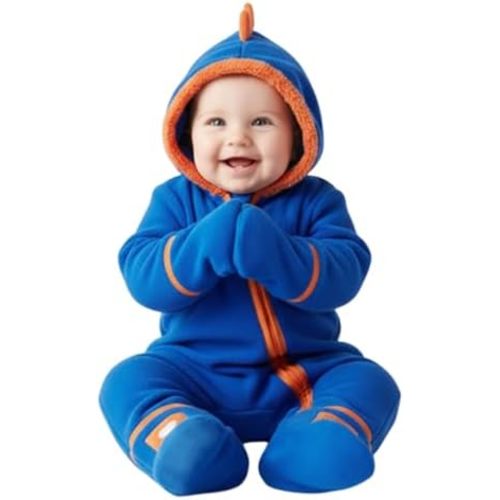 PATPAT Fleece Hooded Footed Clothes, Soft Warm Footie Covers, Car Seat Friendly, Easy Zip,Cute Romper Newborn Infant Jumpsuit