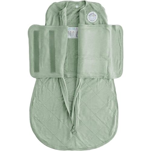 DREAMLAND BABY Bamboo Viscose Swaddle Sleep Sack (0-6 Months). Ultra Soft Swaddle Blanket w/Built in Band. 97% Viscose, 3% Spandex (Sage)