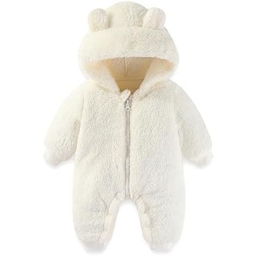 AiWMGL Baby Bear Onepiece Outfit Suit Newborn Fleece Jumpsuit Romper Hooded Warm Winter Snowsuit Clothes Boy Girl 0-12 months