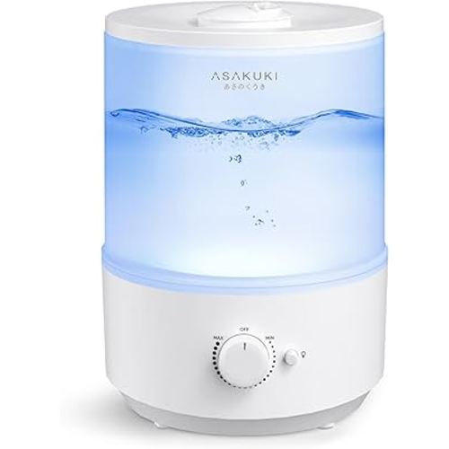 ASAKUKI Humidifier, 3L Top Fill Cool Mist Humidifiers for Baby Nursery, 3-IN-1 Quiet Air Humidifier, Oil Diffuser & Night Light for Large Room Home, Auto Shut-off, BPA-Free, 30H