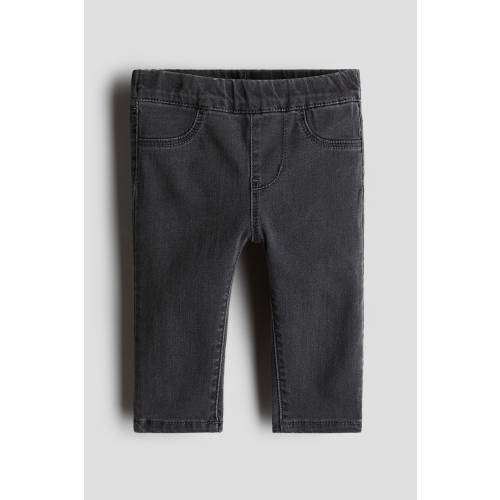 Cotton Denim Treggings, Regular waist, Long, Dark gray